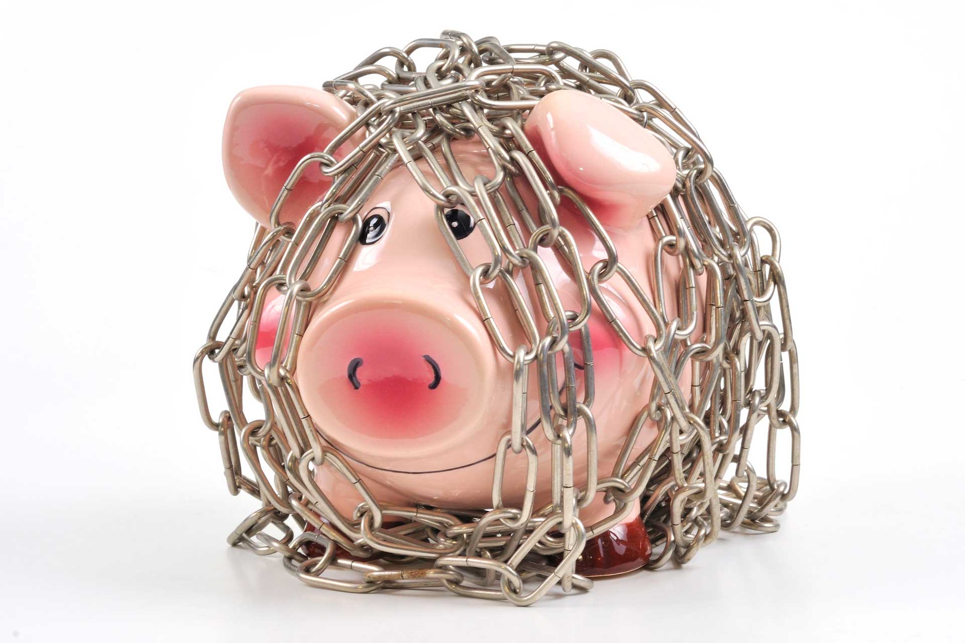 piggy bank in chains