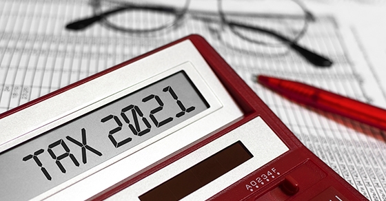 tax 2021 displayed in a calculator