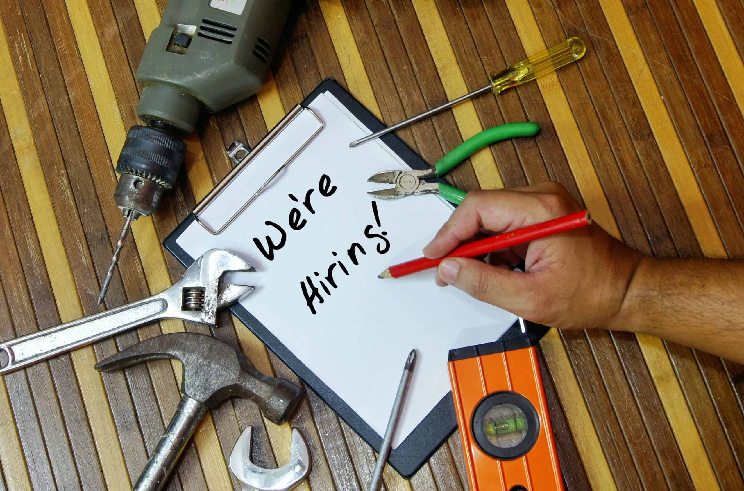 hiring photo with construction tools