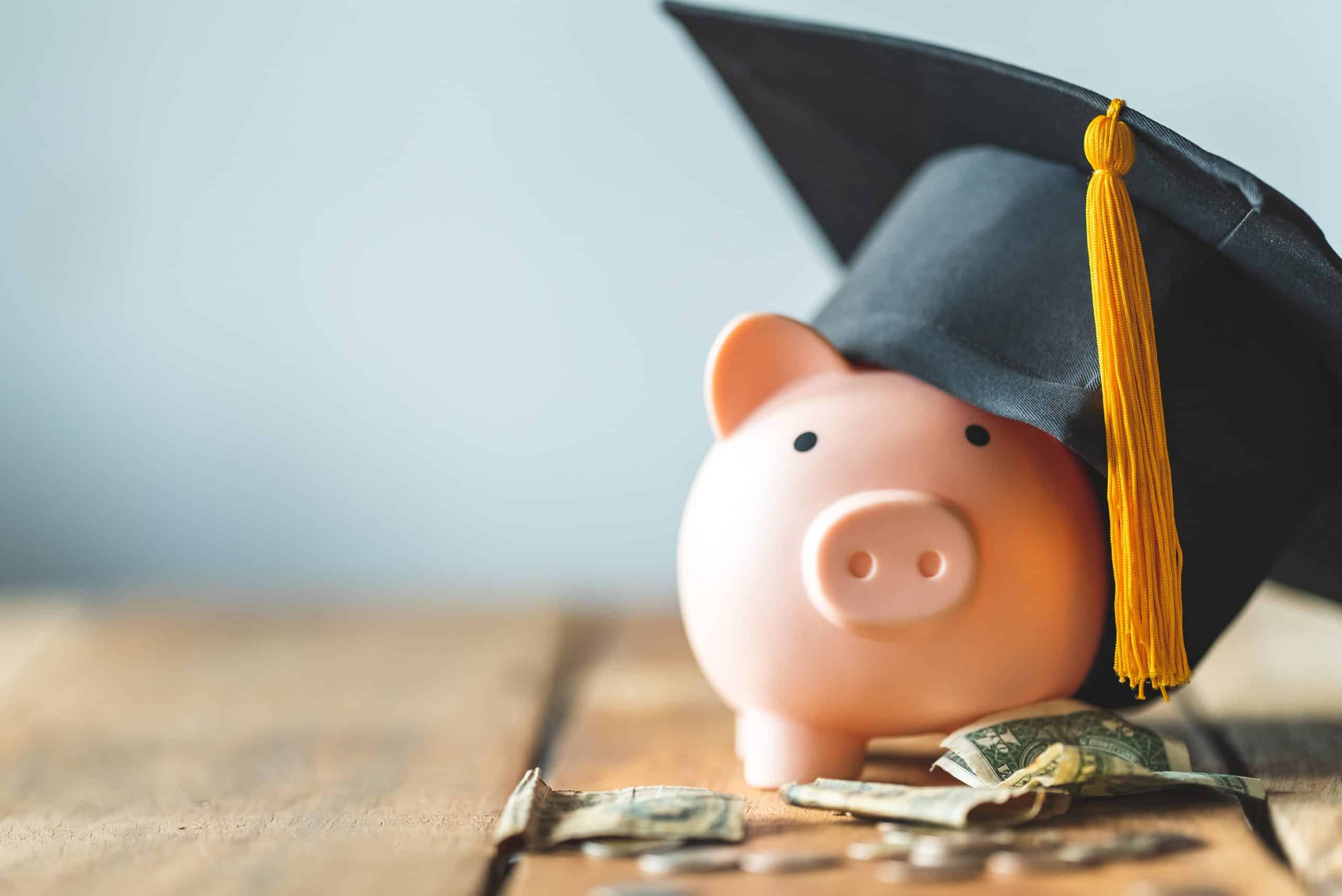 piggy bank with graduation cap