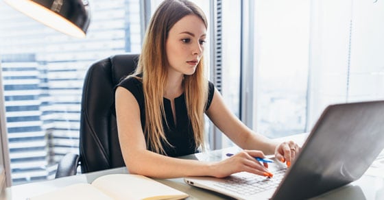 woman using laptop