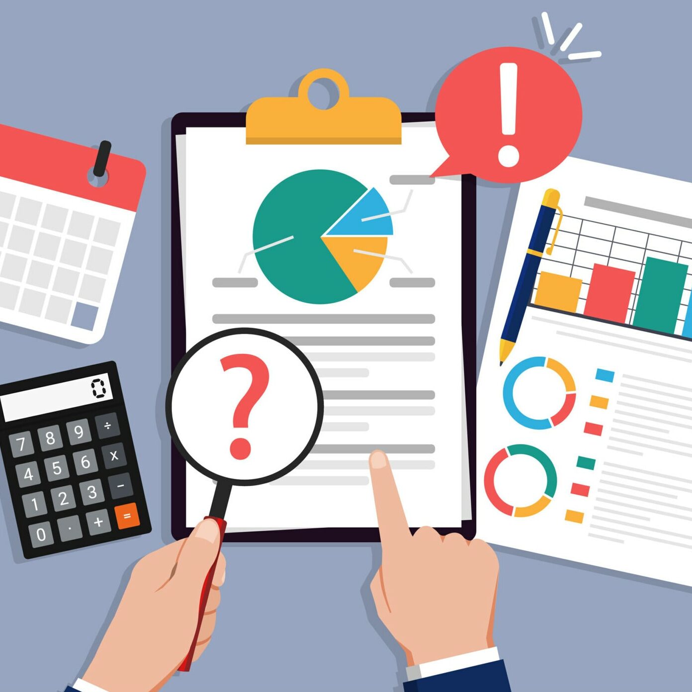 Audit findings concept, Auditor gets findings when auditing financial documents