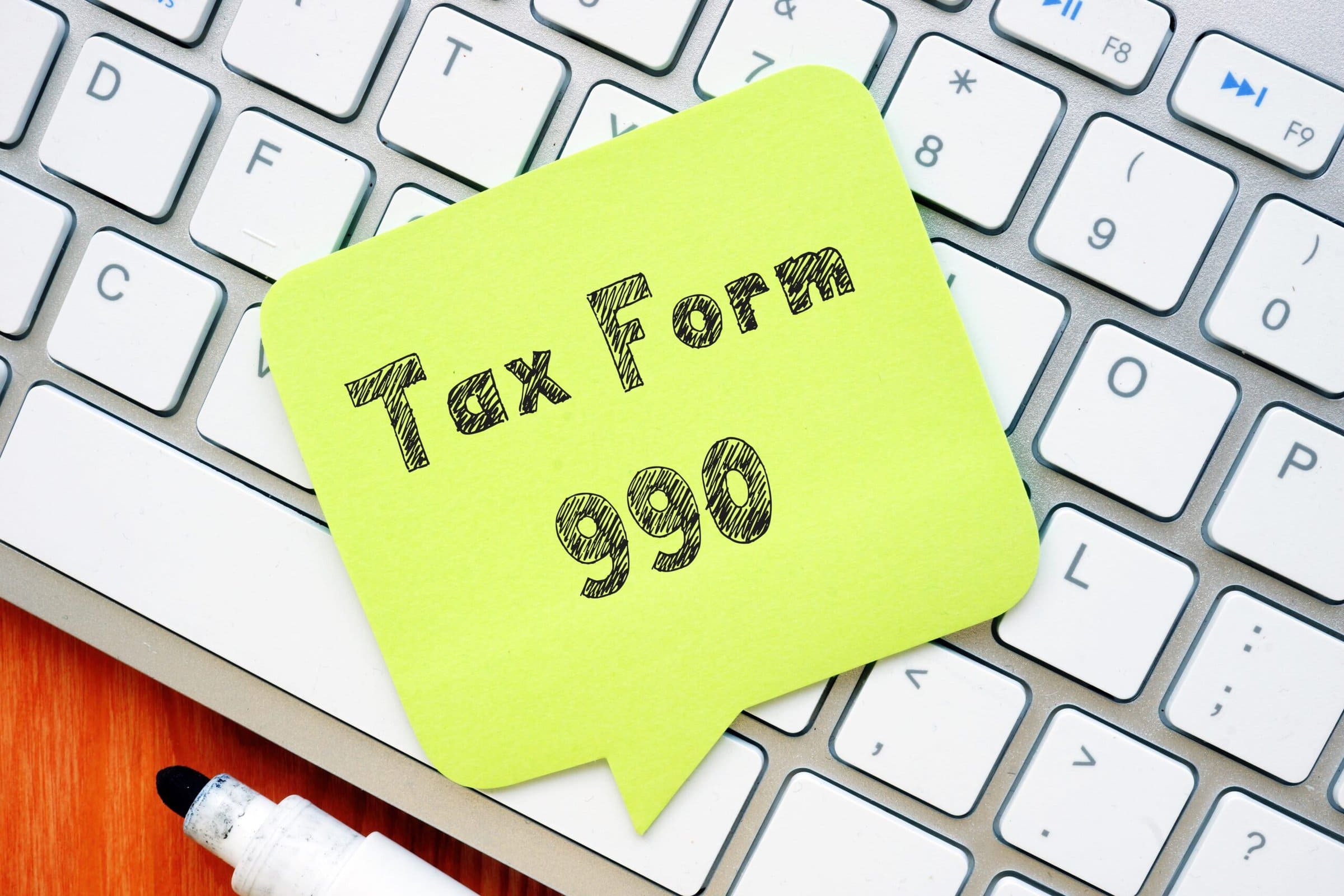 Tax 990 phrase on the sheet.