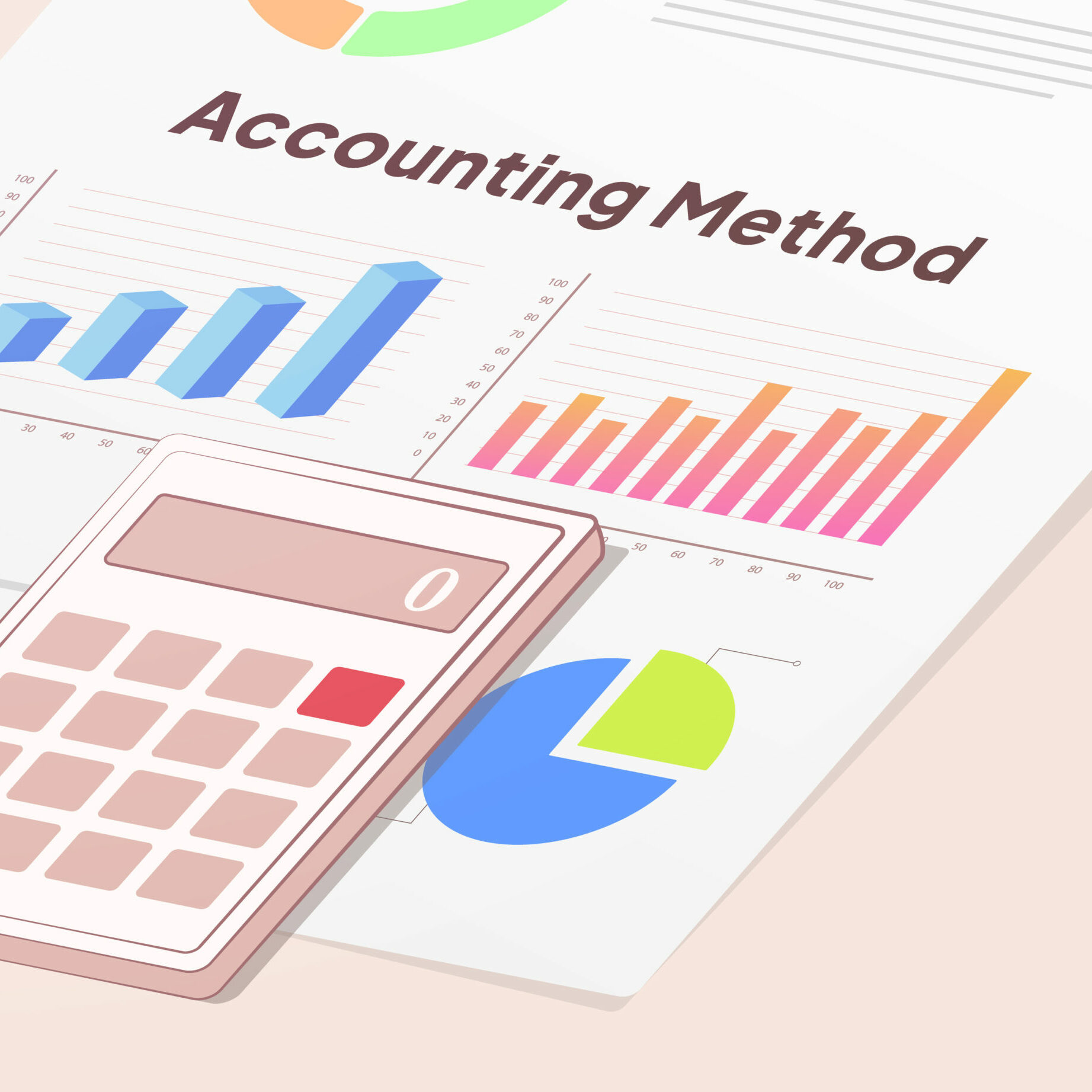 Accounting Methods - Cash vs Accrual. Cash method records money transactions. Accrual accounting tracks when earnings and expenses occur. Vector isometric illustration on white background with icons