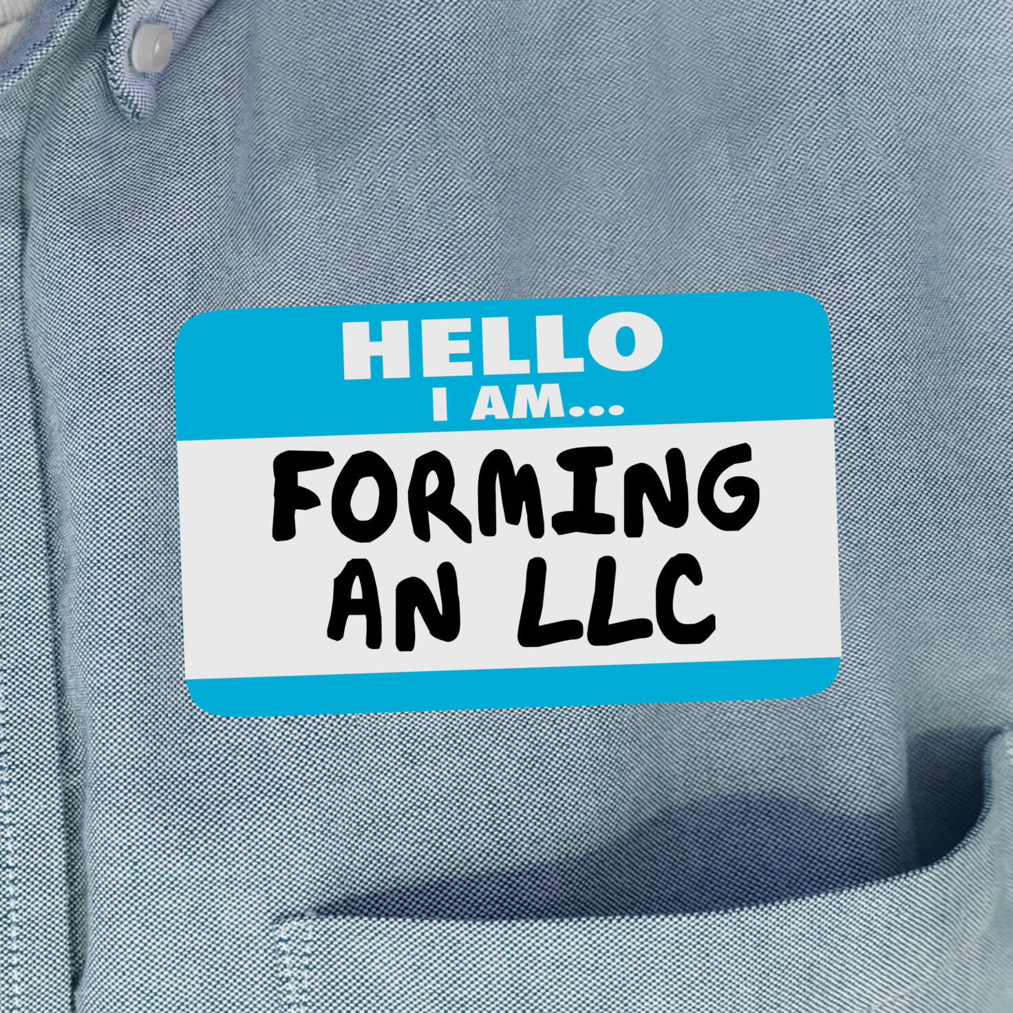 Hello I Am Forming an LLC Limited Liability Corporation Name Tag 3d Illustration