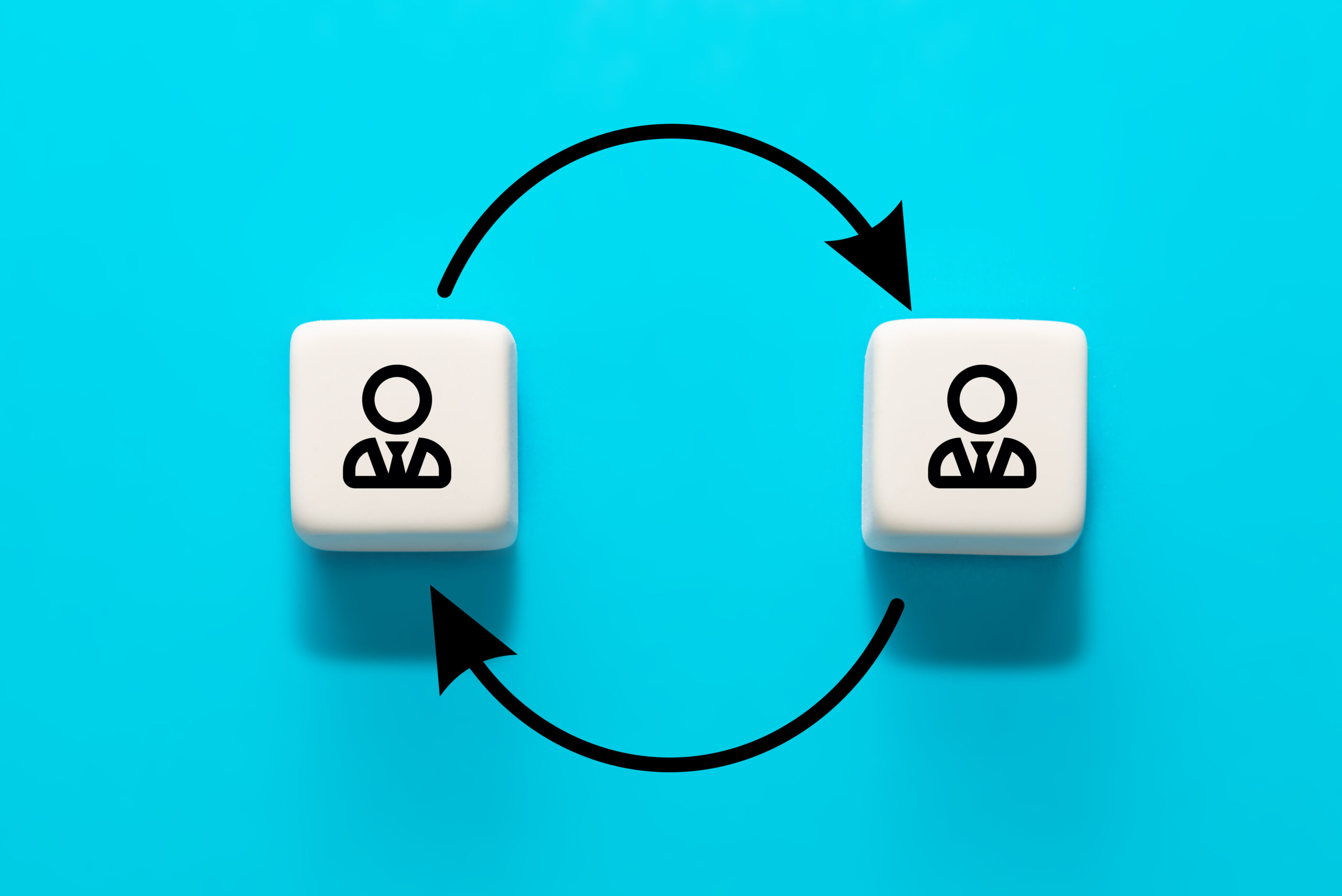 Human resource management and recruitment concept. Job rotation or staff turnover icon.